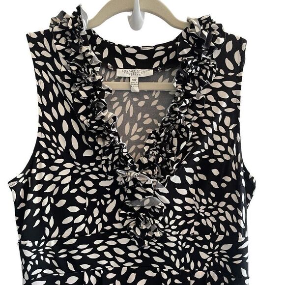 New London Style Black White Short Mini Dress Women’s Sz 10P 10 Petite 8 Medium - Picture 2 of 7